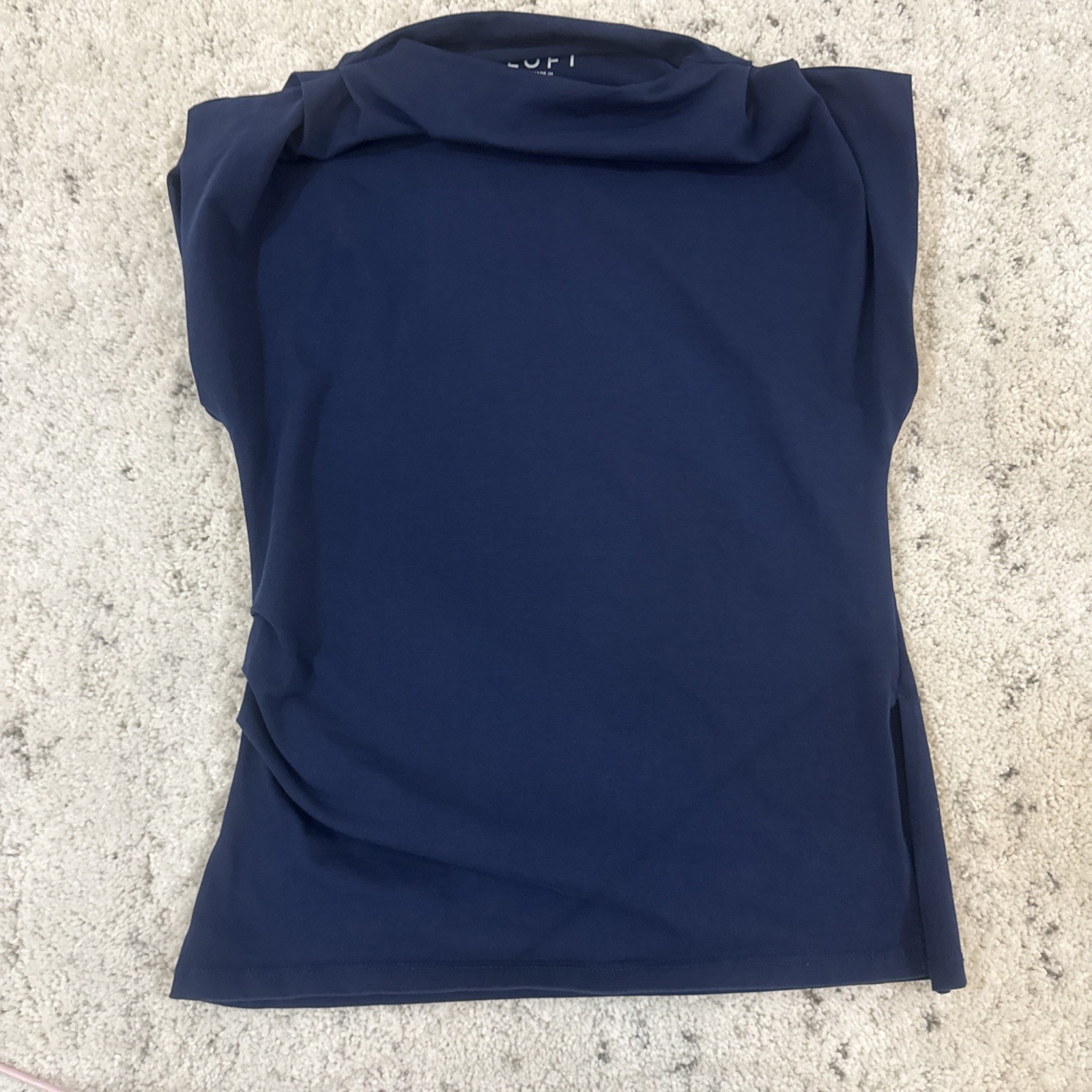 Loft Pleated Side Slit Top in Navy Blue SizeM