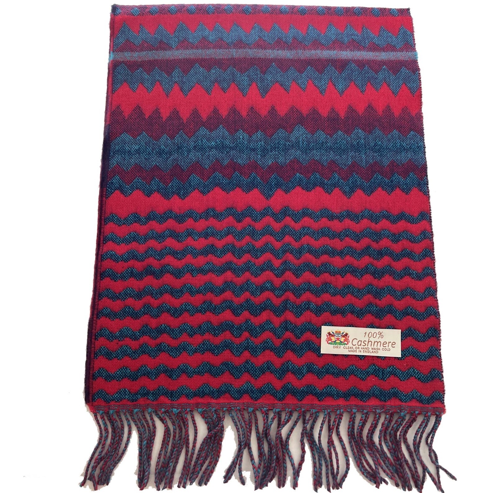100% CASHMERE SCARF Wrap Classic Plaid Red Blue Purple Made in England #W07