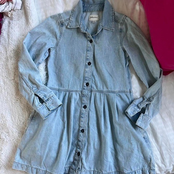 American Eagle Denim Babydoll Button-Down Dress | Size XS