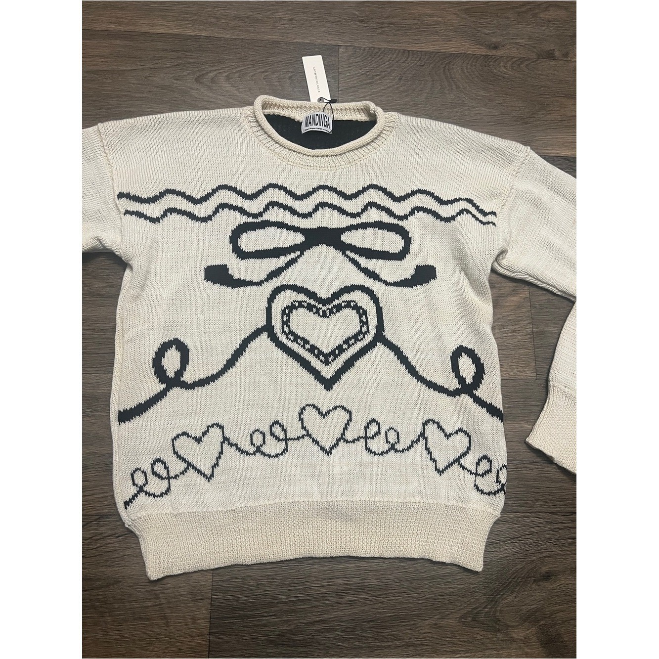 NEW Anthropologie Mandinga Kappa Knitted Sweater Sz Medium Cream Roll Neck Wool