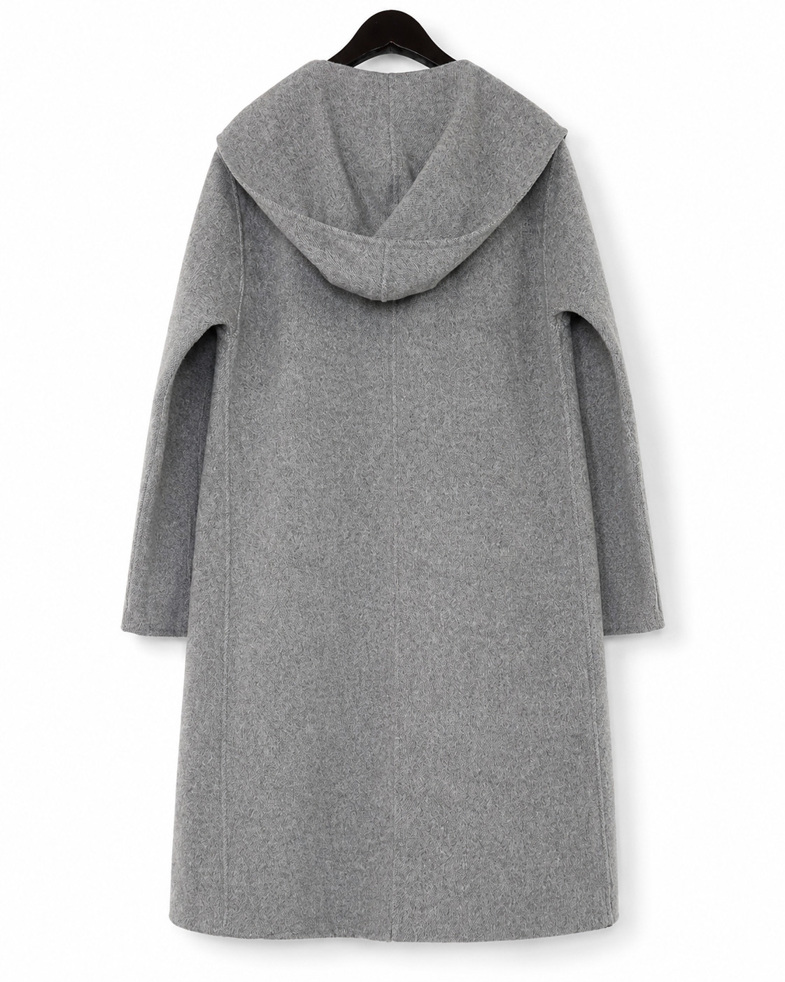 ZARA BASIC Women’s Herringbone Belted Wrap Coat w/ Hood Gray Black Size M