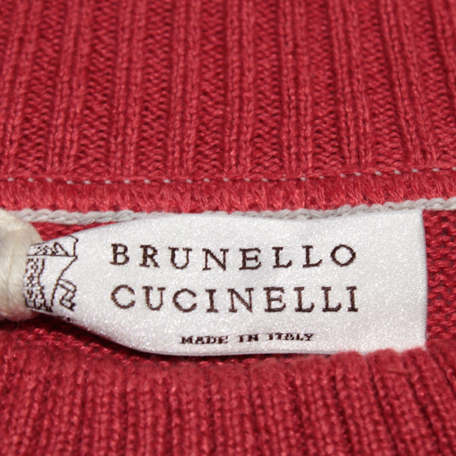 Brunello Cucinelli NWD Pullover Sweater Size 50 (US M) in Red Linen & Cotton