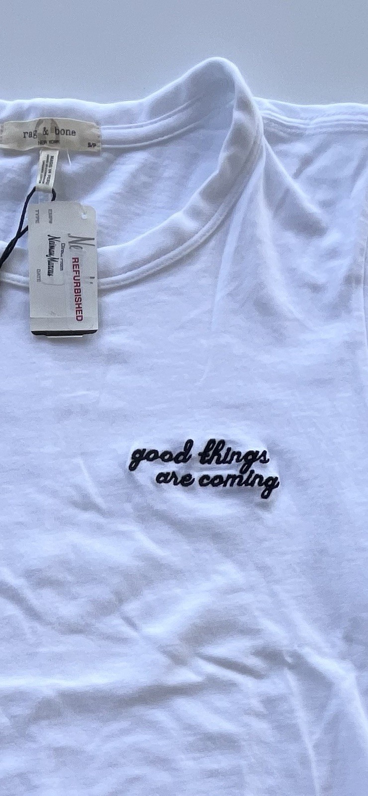 Rag & Bone White “Good Things Are Coming” T-Shirt refurbished with tags Small