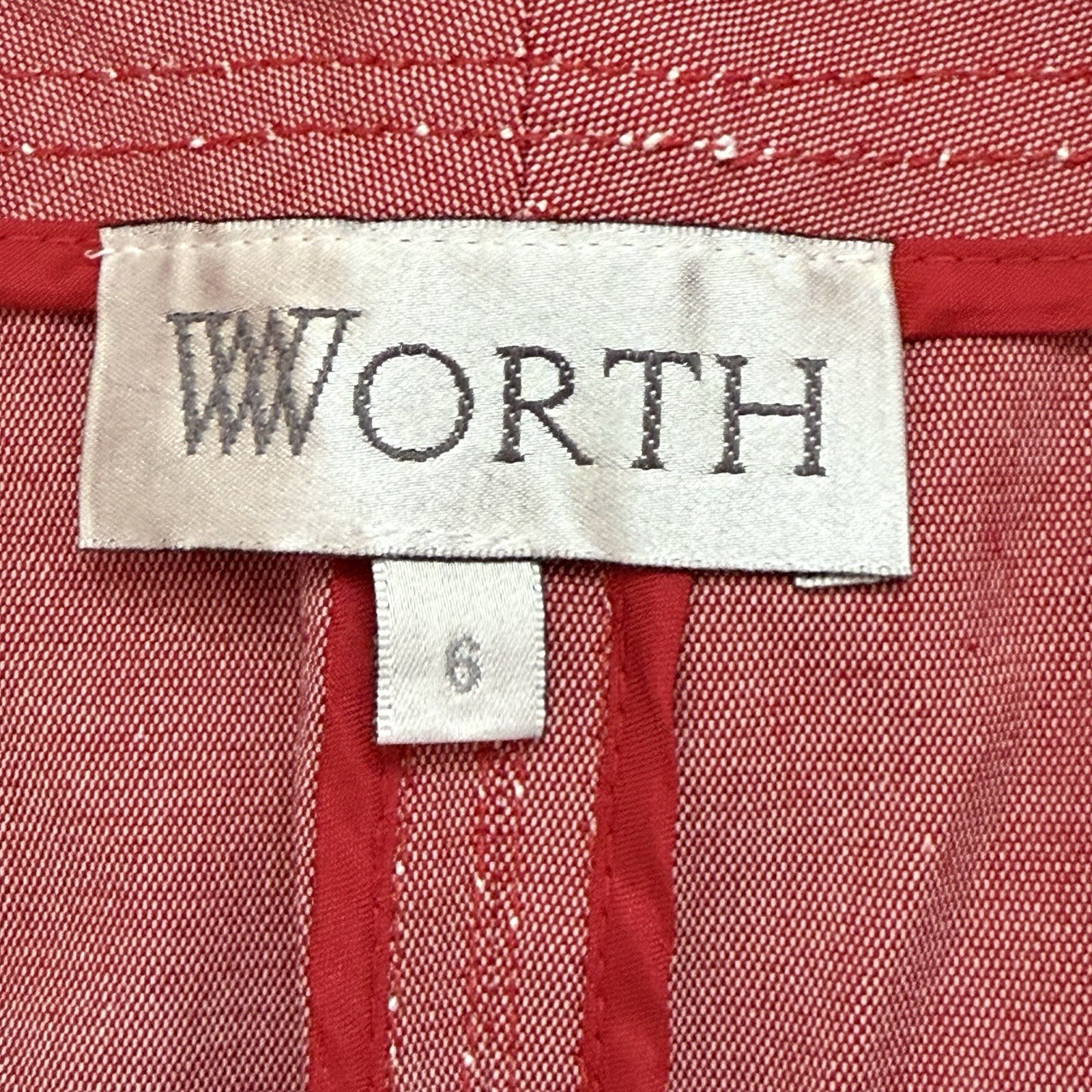 WORTH Short A-Line Skirt Pink Light Red Sailor Snap Cotton Women’s Size 6 NWT