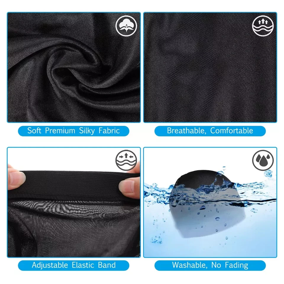 2Pcs Wave Cap for Men Silky Stocking Caps for 360 540 720 Waves Satin Silk Durag
