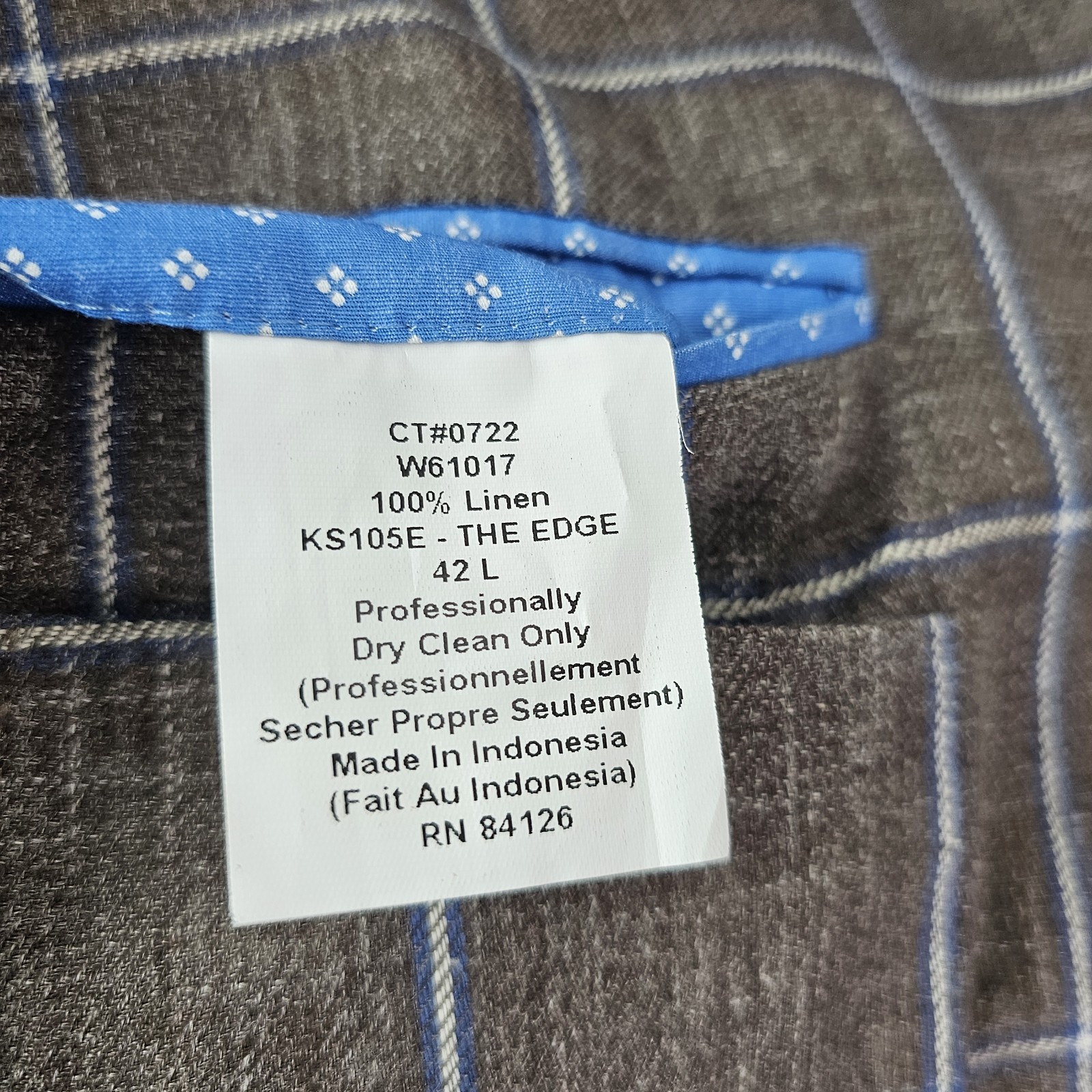 Kroon Blazer Jacket Linen Edge Mens 42L Windowpane Elbow Patches Unstructured