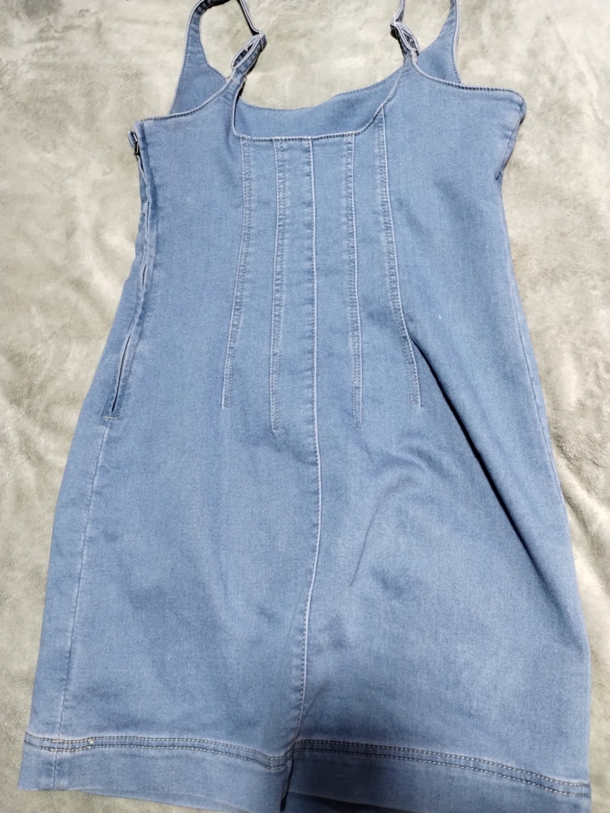 No Boundaries Denim Dress size 4-6 Adjustable Straps Zip Closure Stretch