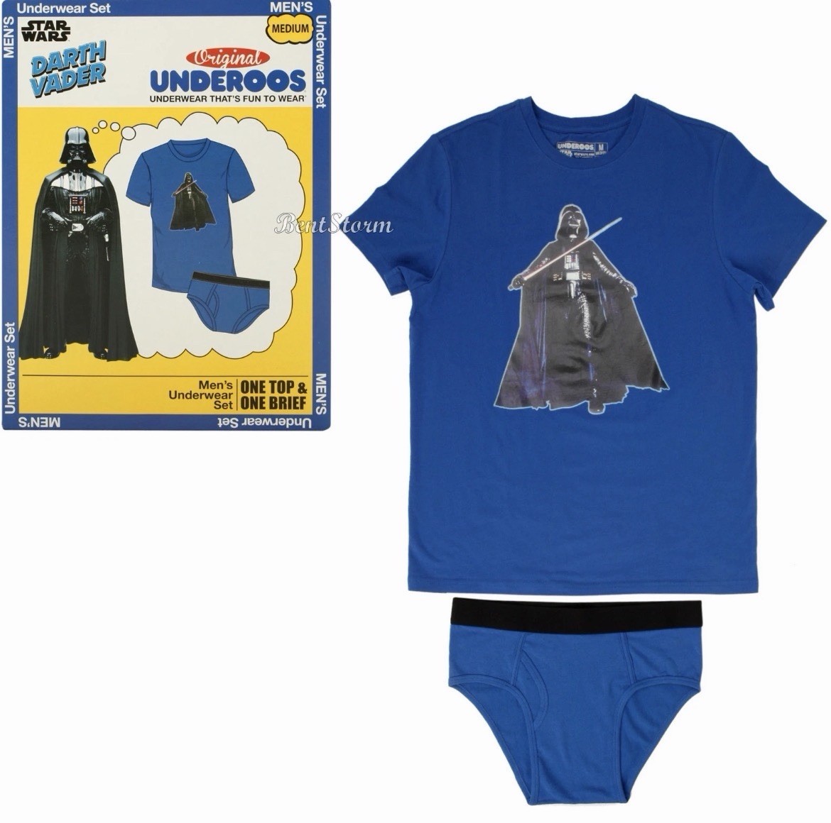 NEW STAR WARS DARTH VADER Underoos Underwear Top Tee Shirt & Briefs ADULT Small