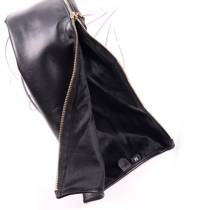 Custom made 30cm to 75cm Long Visible Side Zipper Style Real Sheep Leather Glove