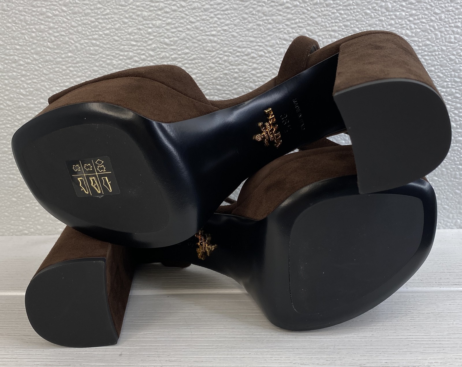 Prada Platform Pumps 115mm Women’s Size US6.5 EU36.5 Dark Brown Suede Sandals