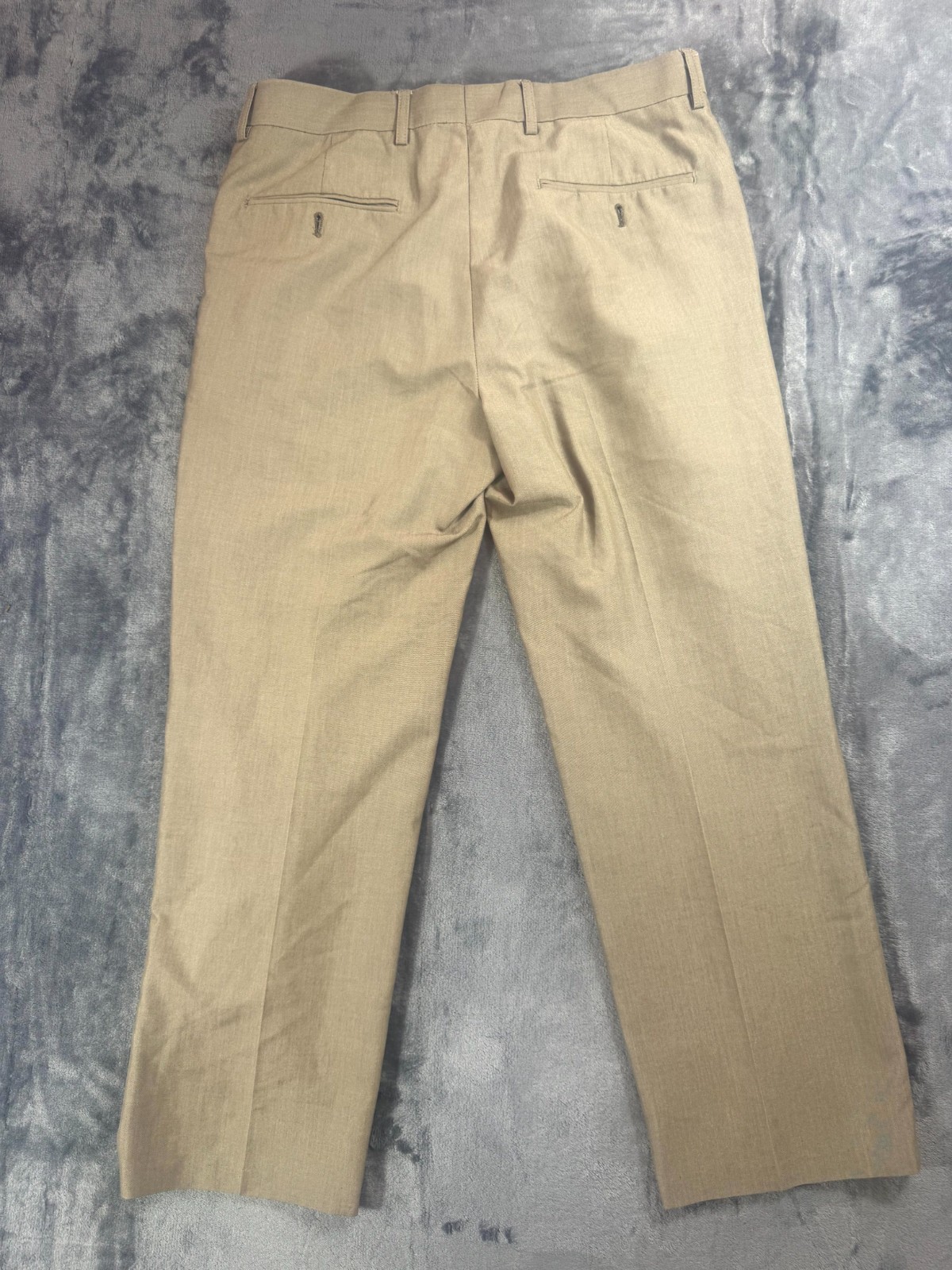 Dress Pants Mens 32×32 Khaki Flat Front Slash Pockets Straight Leg Formal