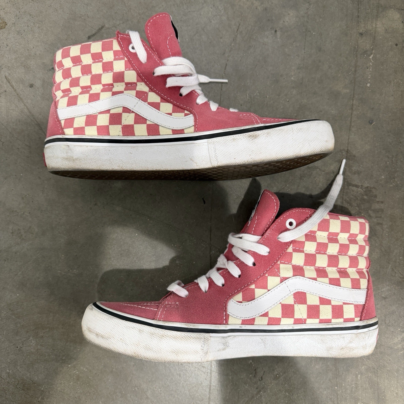 Vans Pro Classic Pink Checkerboard Sk8 Hi Top Shoes Mens 9 Women’s 10.5