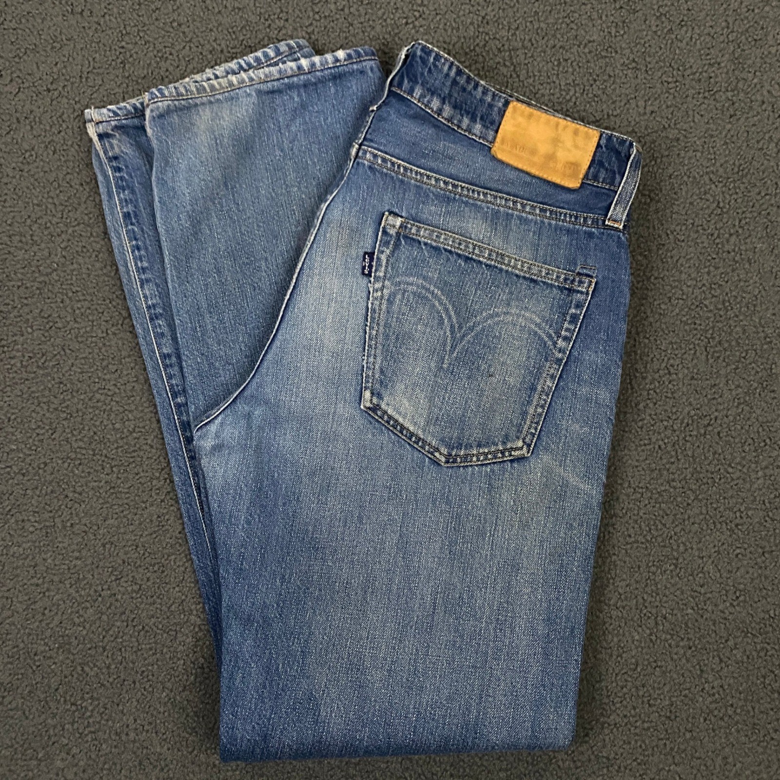 Levi’s Made & Crafted Jeans FITS 32×32 Blue Ruler Straight Leg Denim Button Fly