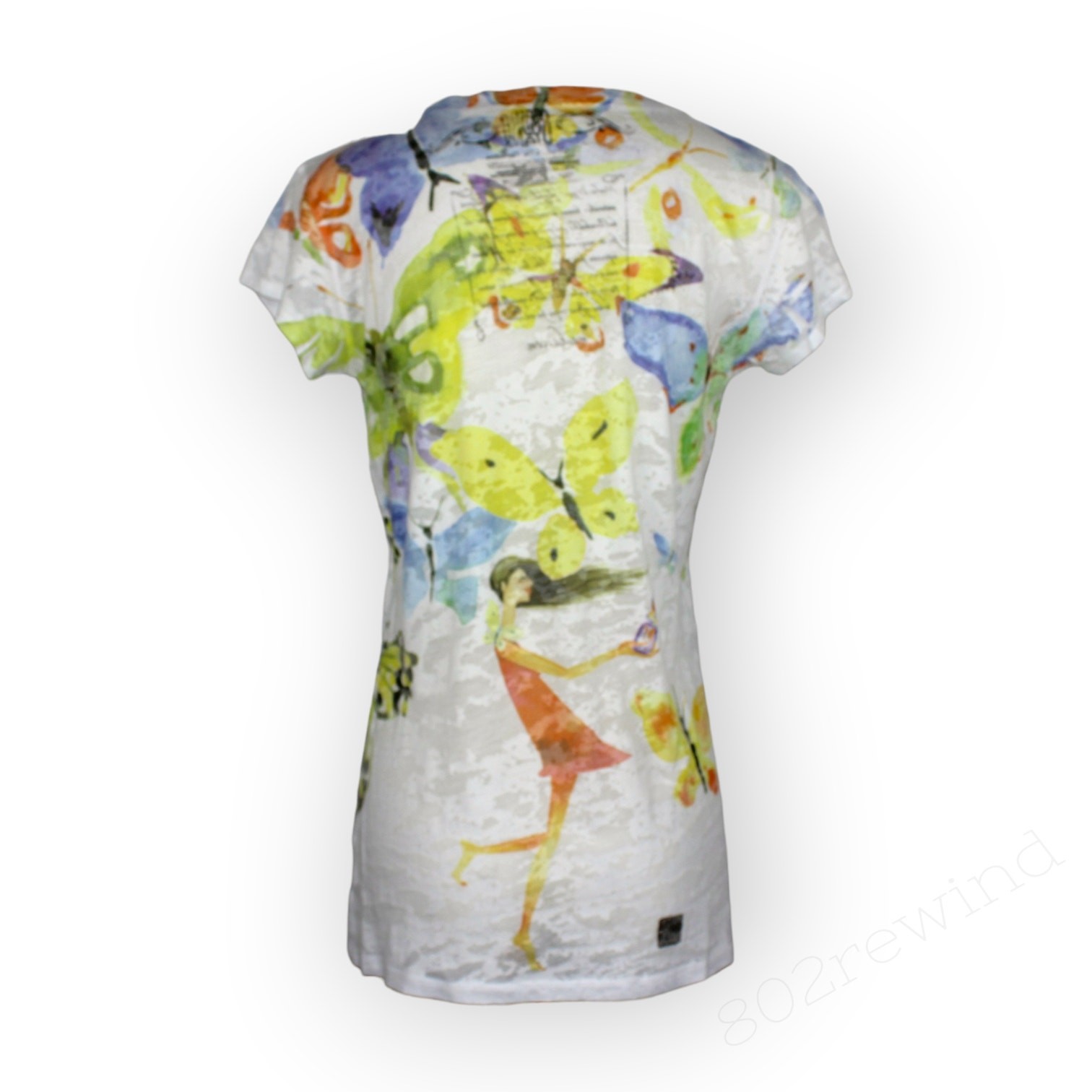 Masha Dyans Butterfly Dragonfly Union T Shirt XL Watercolor Graphic Slub