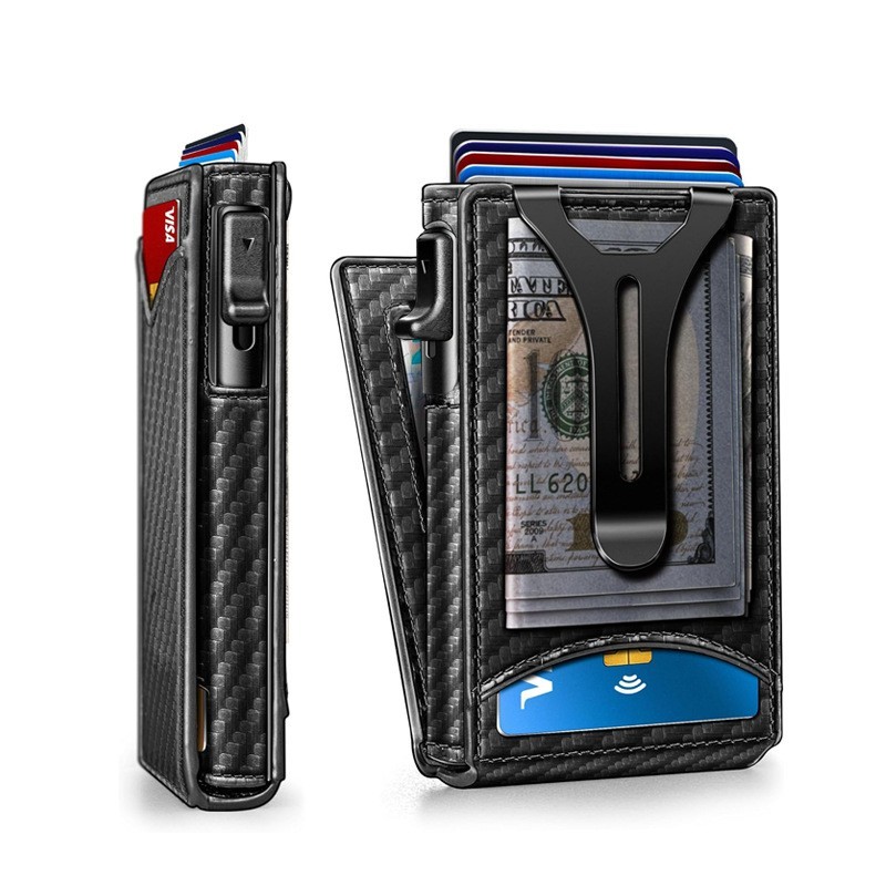Slim PU Leather Credit Card Holder RFID Blocking Smart Wallets with Money Clip