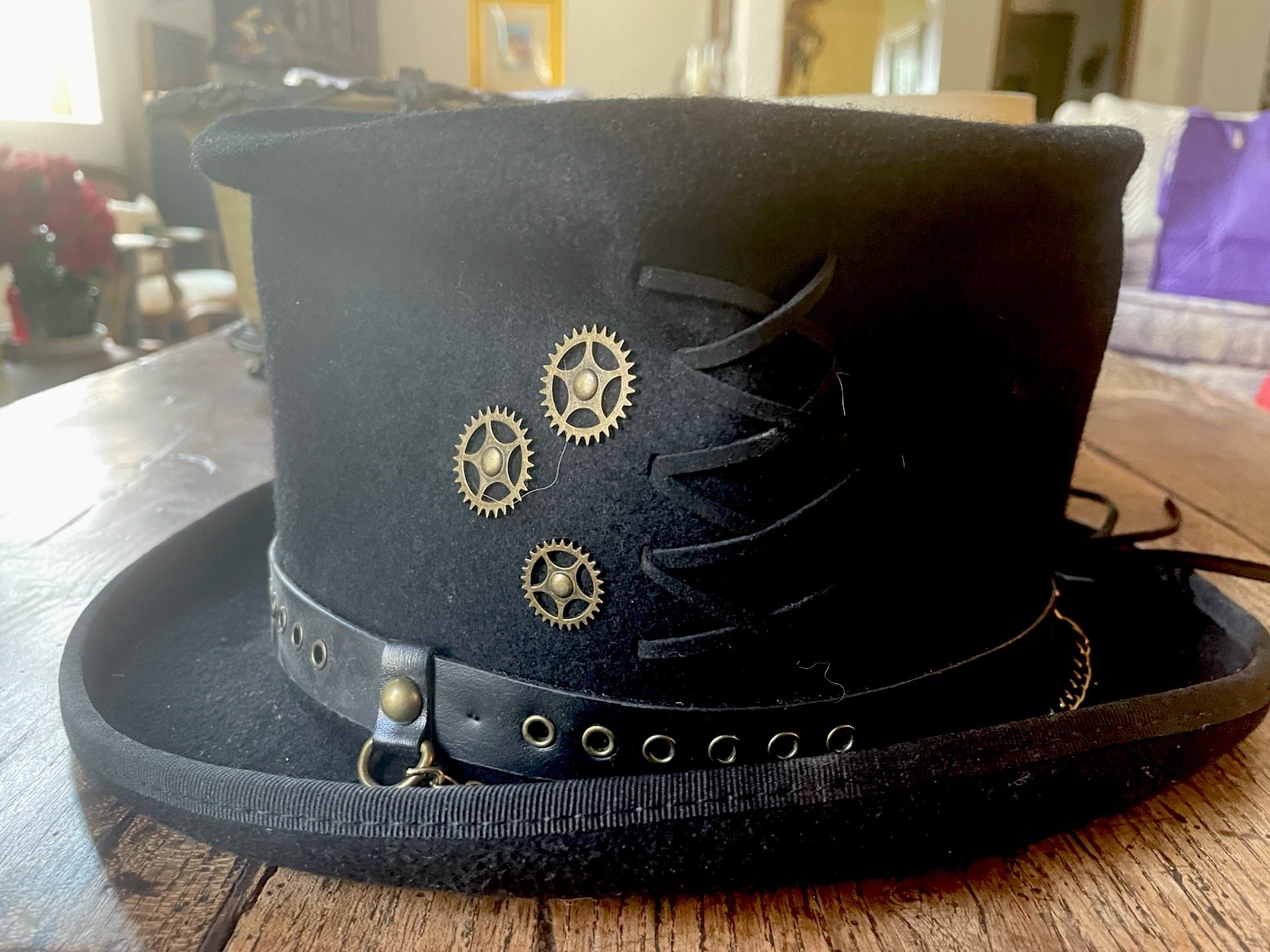 Different Touch Victorian Style 100% Wool 6″ Tall Steampunk Top Hat Unisex NWOT