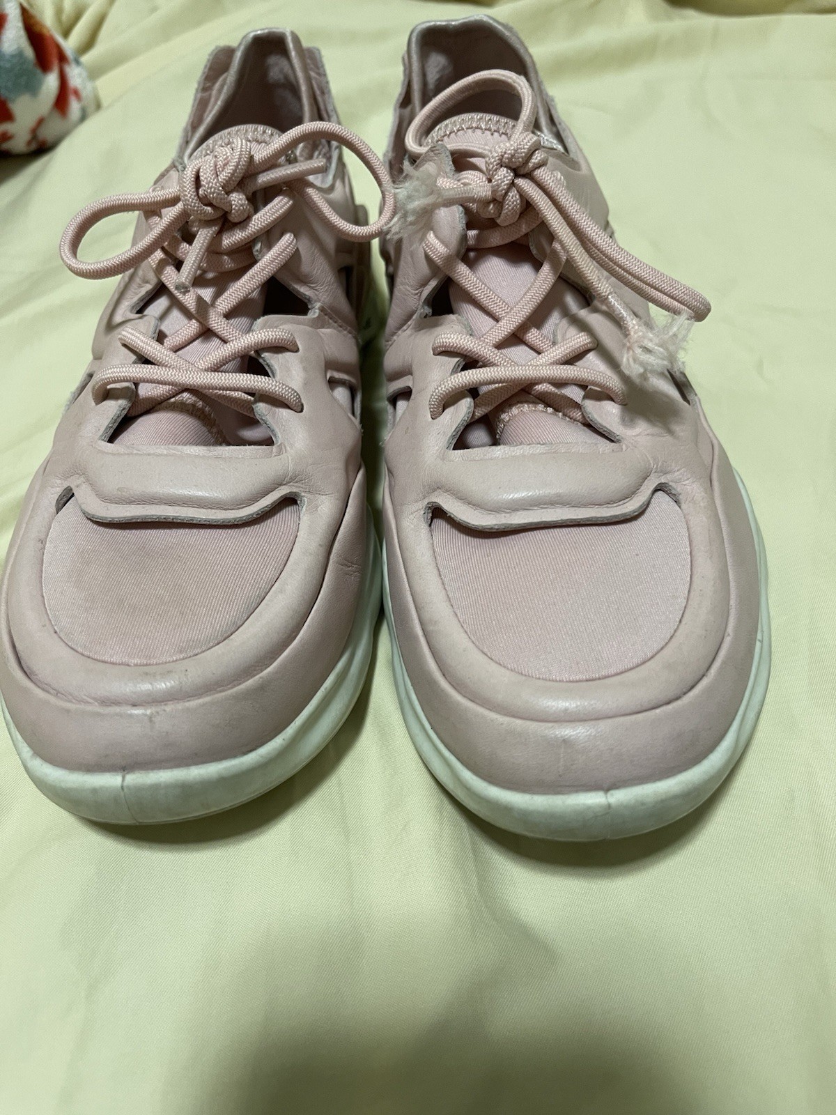 ECCO Pink/White Low Top Lace-Up Athletic Sneakers Unisex Adults Pre-Owned Ex
