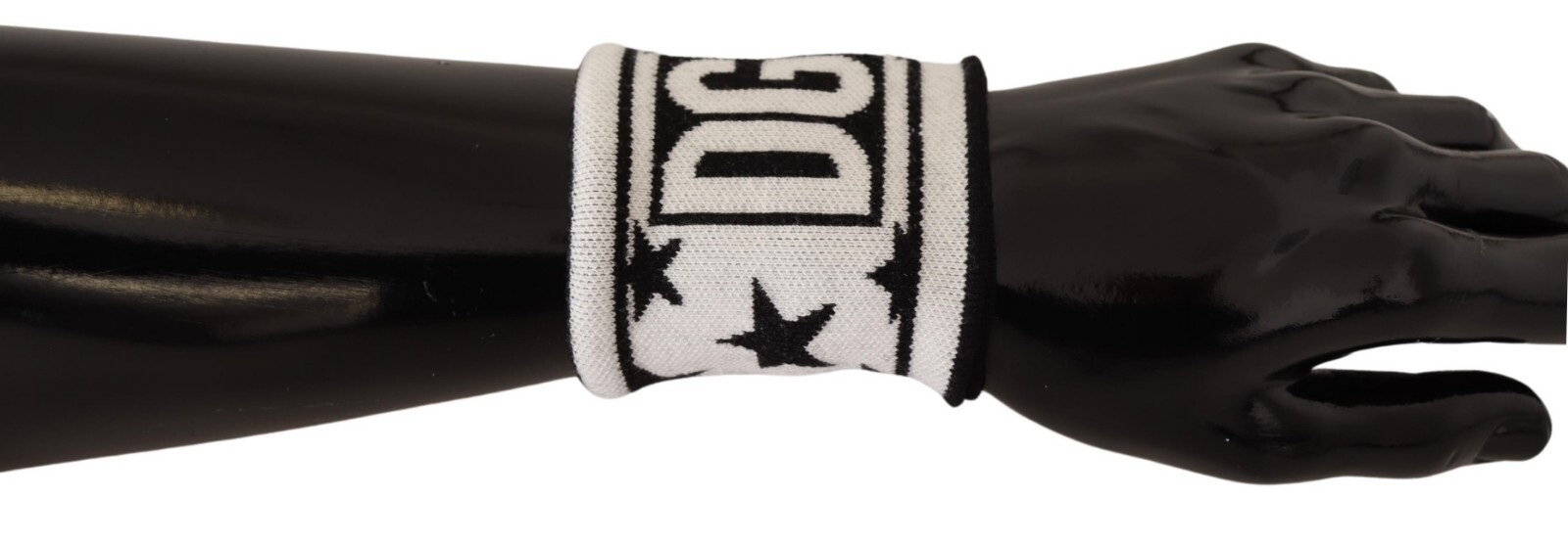 DOLCE & GABBANA Wristband Set White Black Wool Logo #DGMILLENNIALS 8cm x 9cm