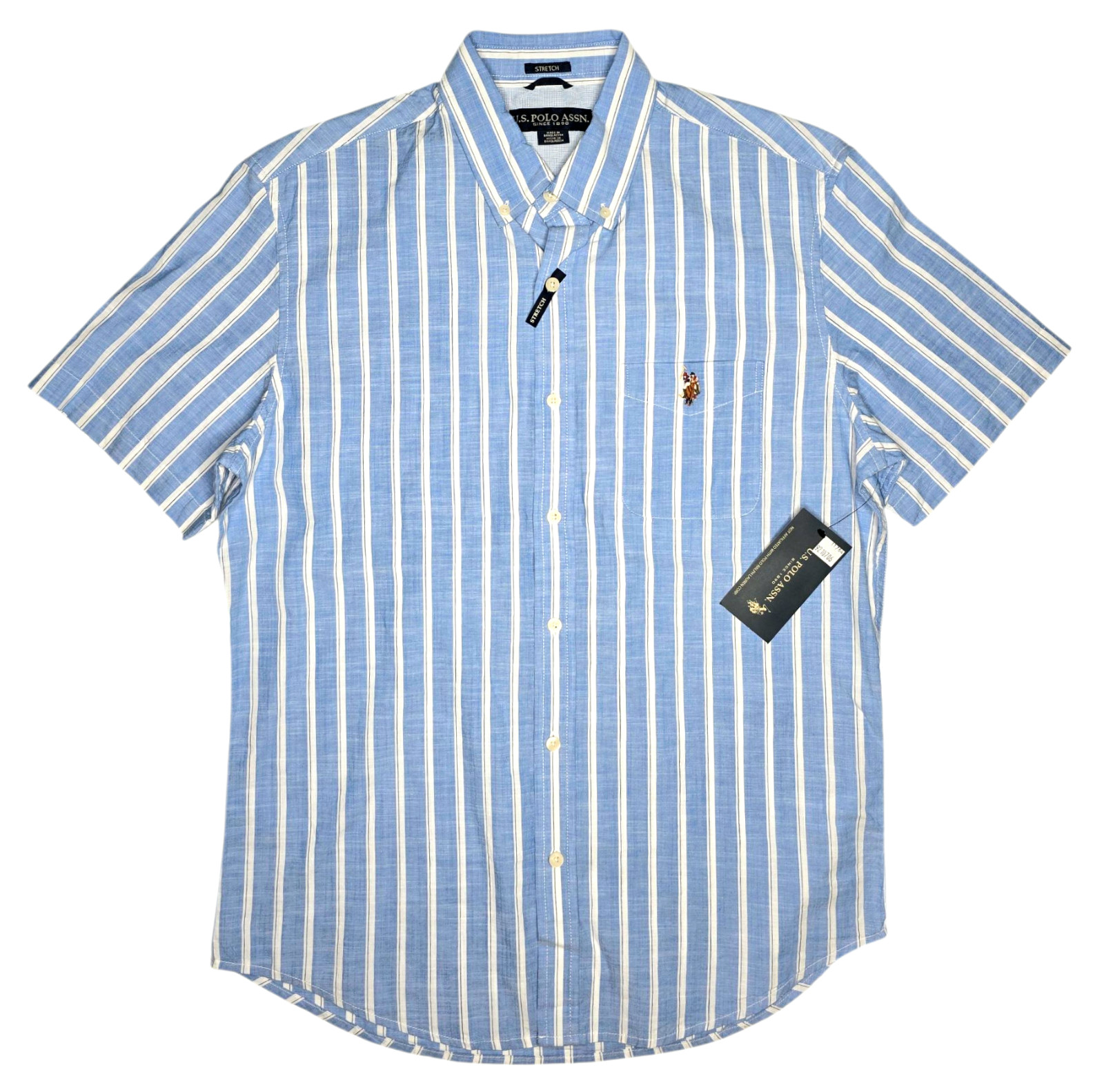 U.S. Polo Assn. #11764 NEW Men’s Stretch Short Sleeve Button Up Woven Shirt
