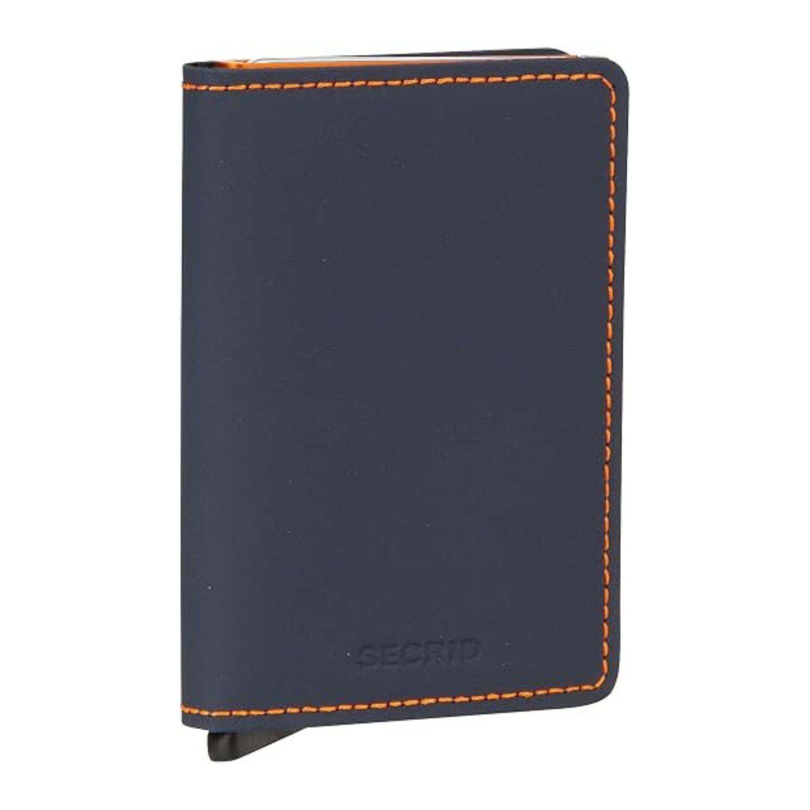 Secrid Men’s Slimwallet, Leather Made, Night Blue & Orange, 6.5 x 10.2 x 2.1 cm