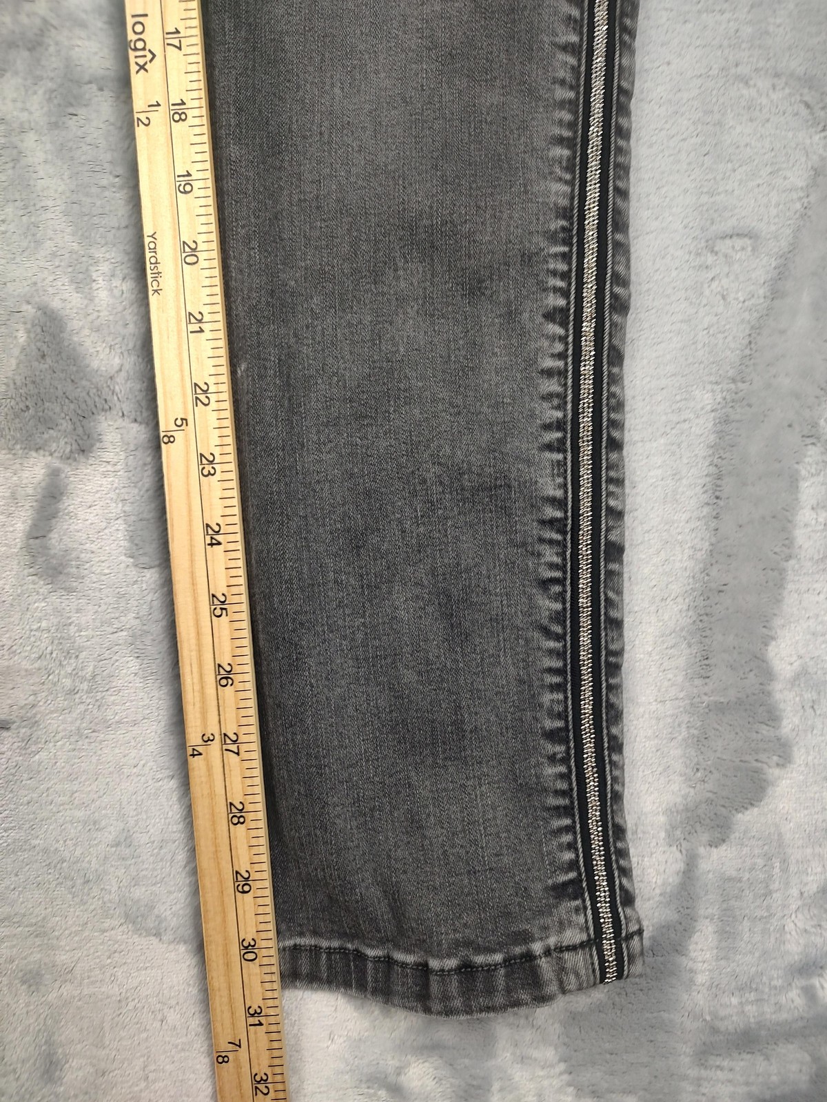 Ulla Popken Jeans Womens 14 Gray High Rise Skinny Side Zip Denim Charcoal Wash