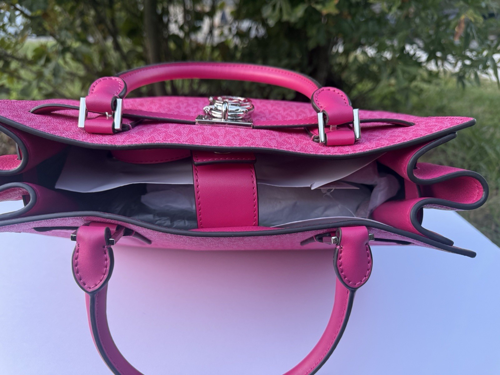 Authentic Michael Kors Bag Medium Hamilton Satchel Dragonfruit MK Logo Purse NWT
