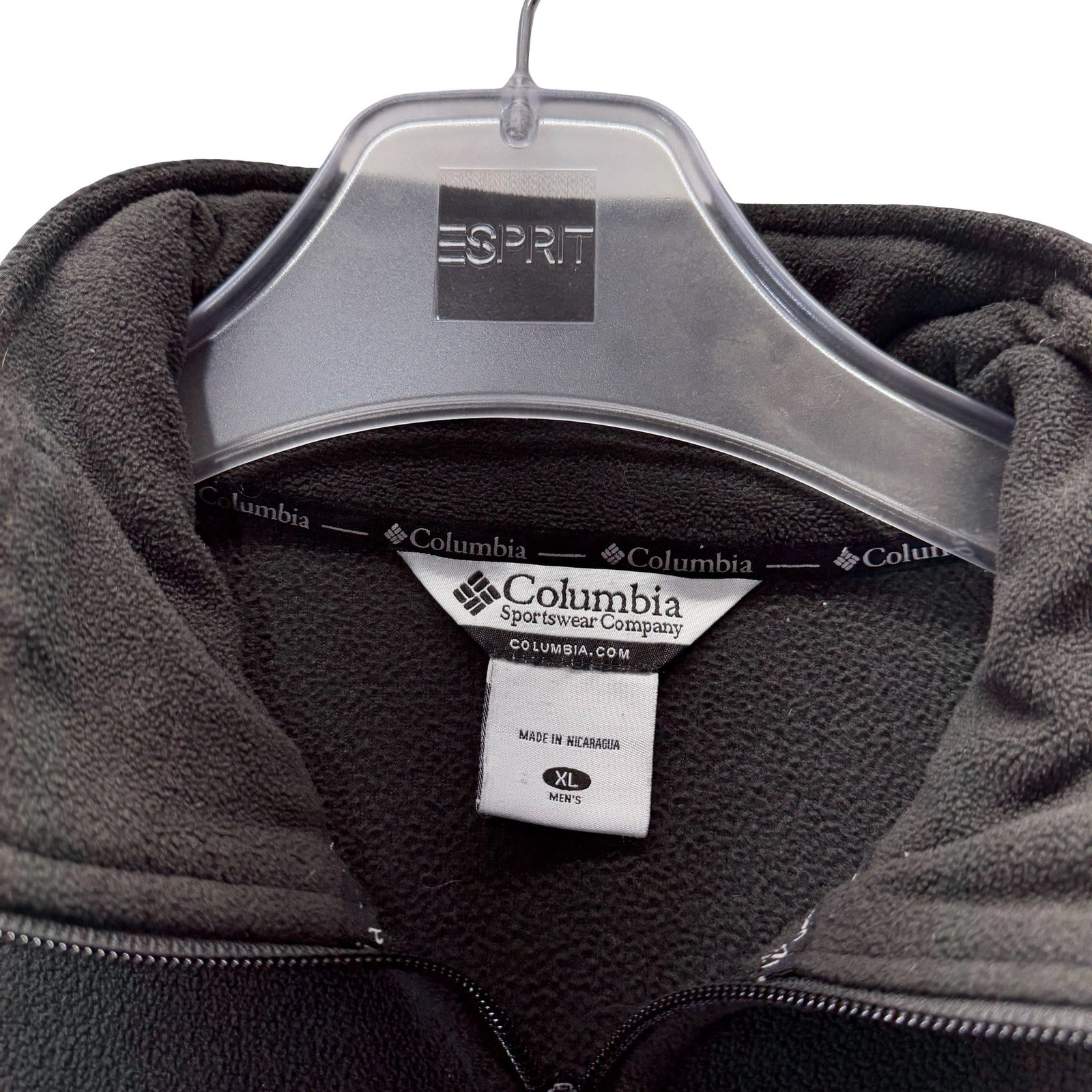Columbia Mens XL Fleece Jacket Full Zip Hybrid Nylon Overlay Charcoal Grey Black