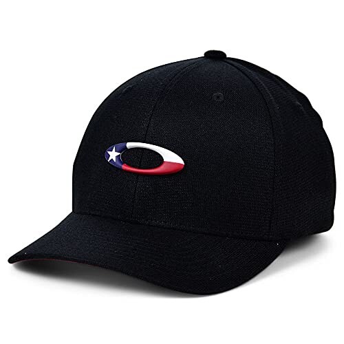 Oakley Mens TinCan Flag Texas Stretch Baseball Cap Hat Black Small/Medium New