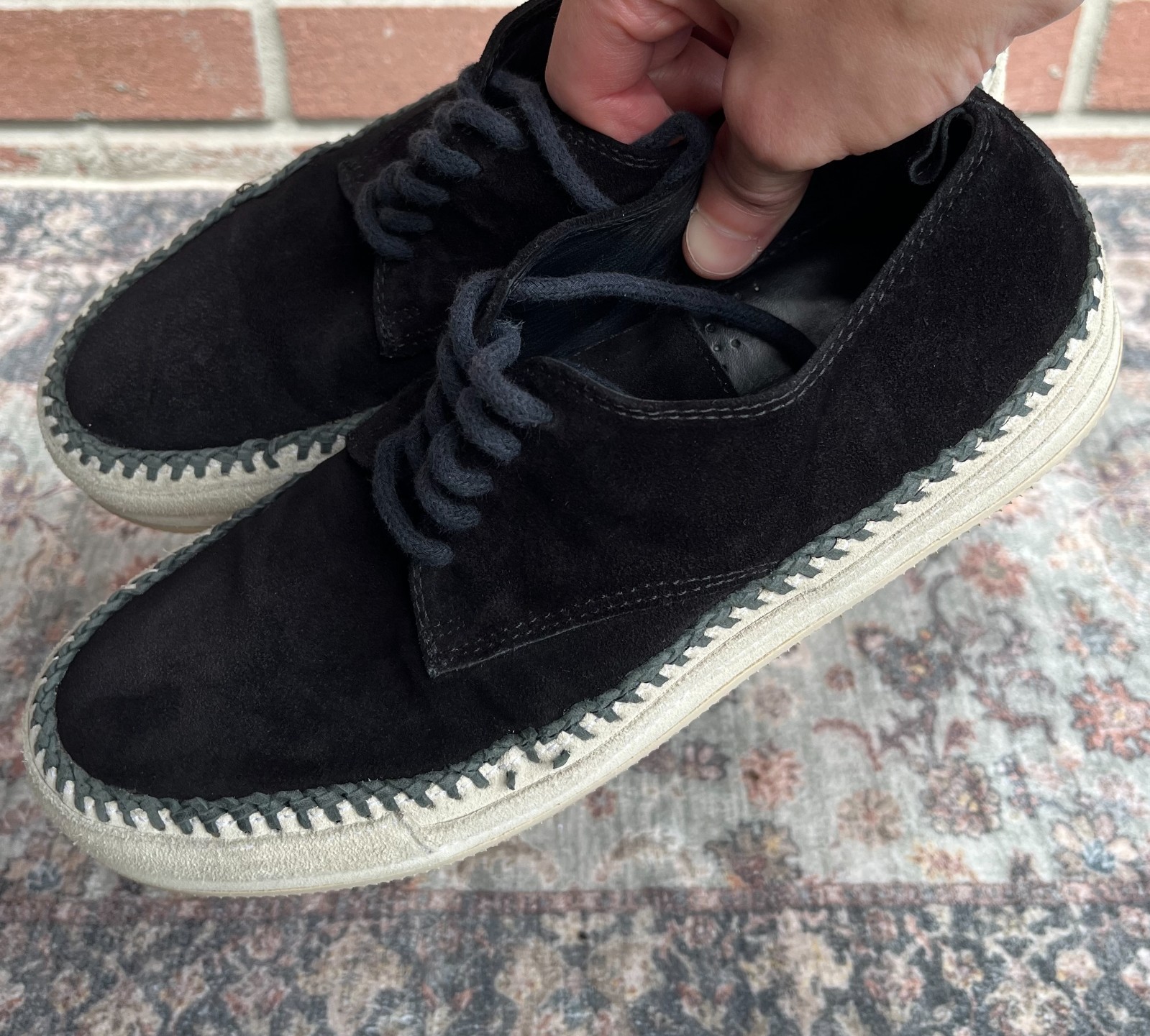 Ann Demeulemeester Black Suede Whipstitch Low Top Sneakers / Size EU 40 US Men 7