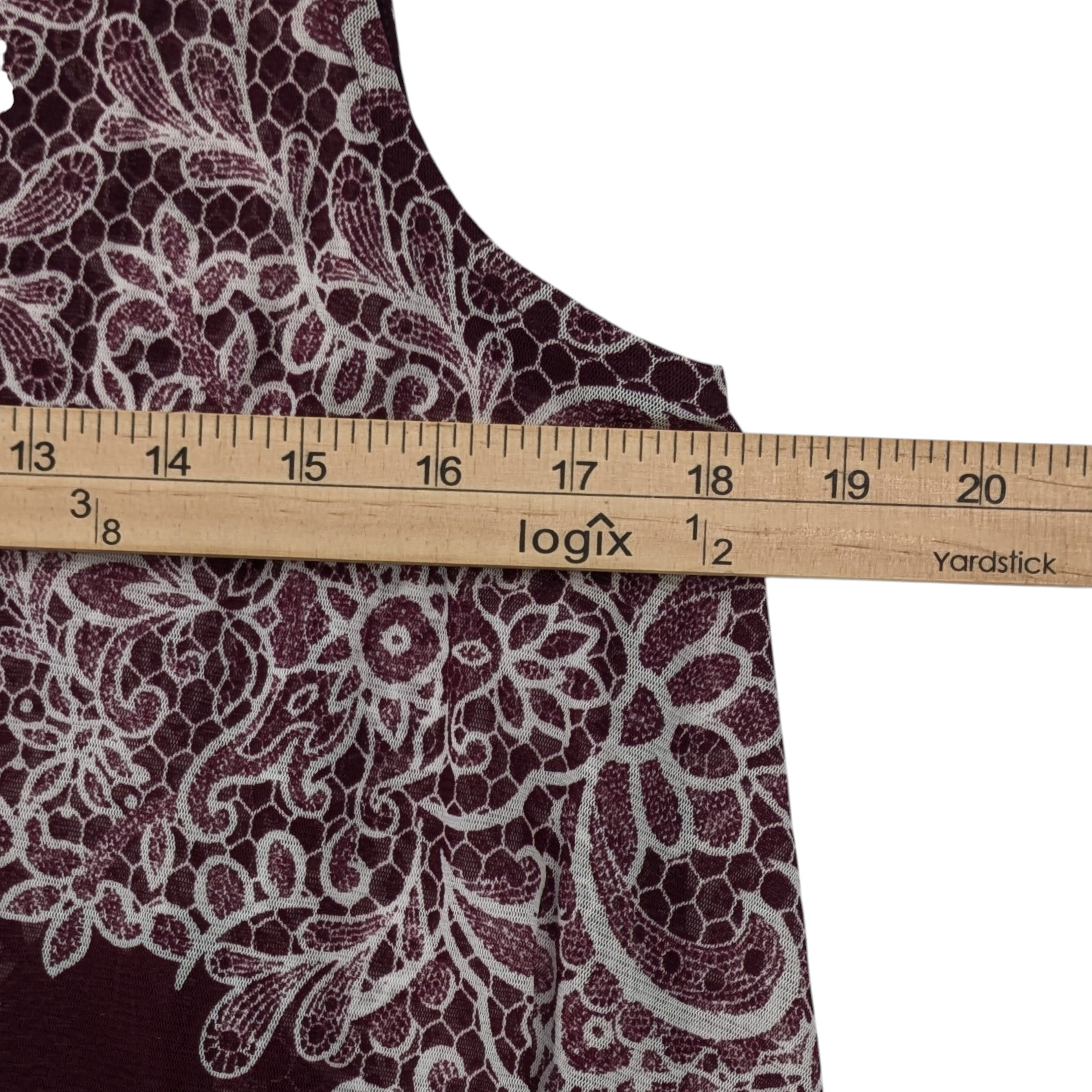 Boho Asymmetrical Tank Top M Sheer Burgundy Flowy Whimsigoth Dark Romance Layer