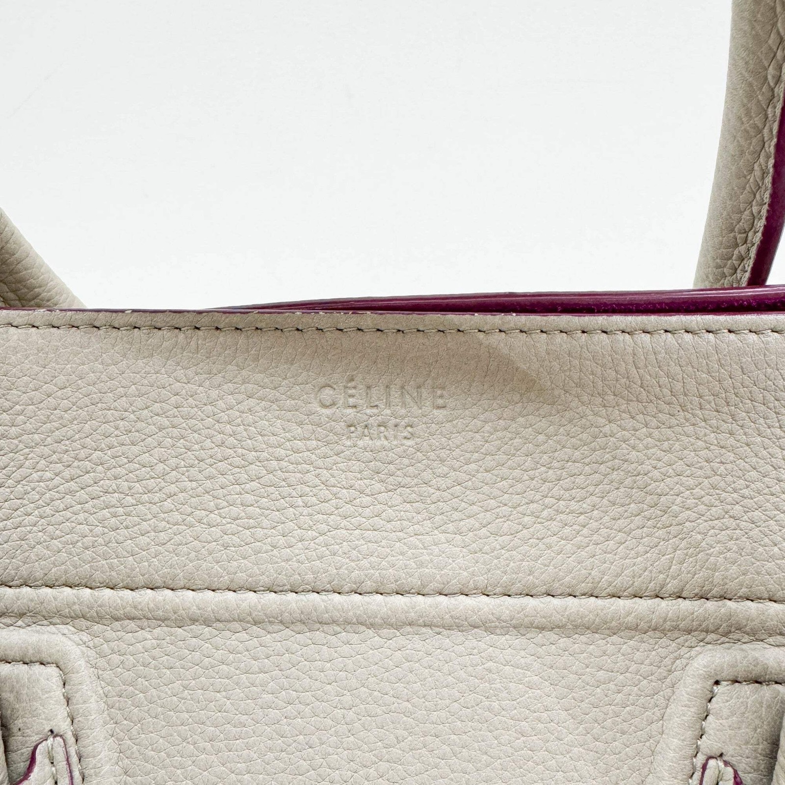 CELINE Luggage Phantom Beige Leather Tote Handle Bag