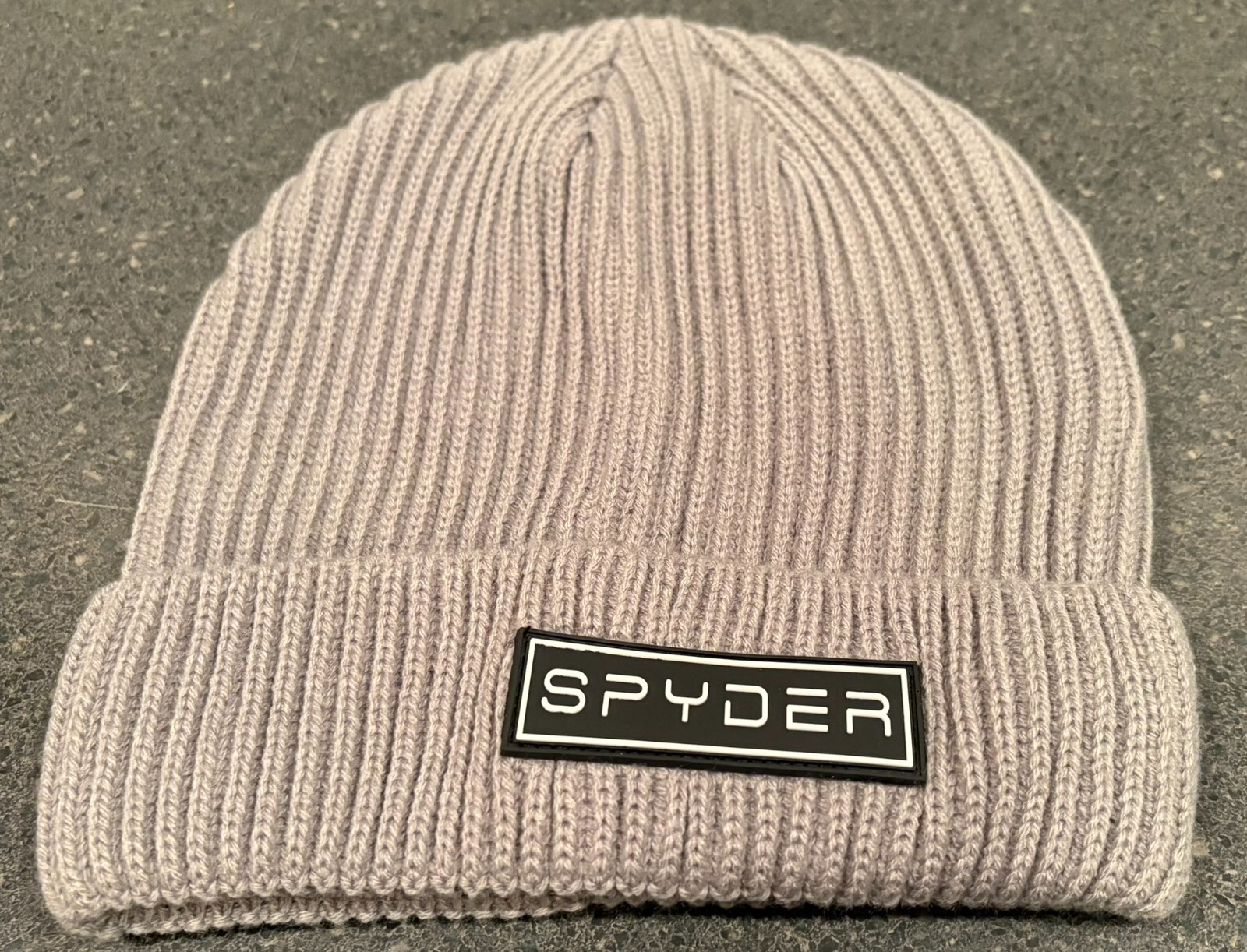Spyder Logo Patch Ribbed Cuff Beanie Winter Hat Navy Blue or Pewter Gray NEW