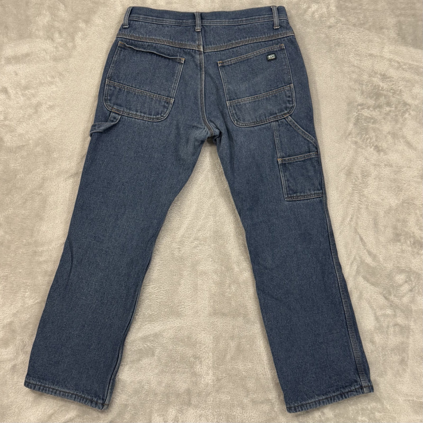 Key Jeans Mens 32×30 Blue Fleece Lined Carpenter Hammer Loop Relaxed Workwear