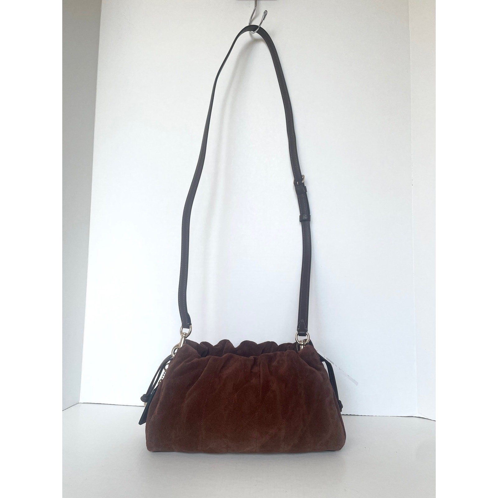 Coach Faye Shoulder Bag CCZ55 Quilted Suede Leather Brown Maple Crossbody