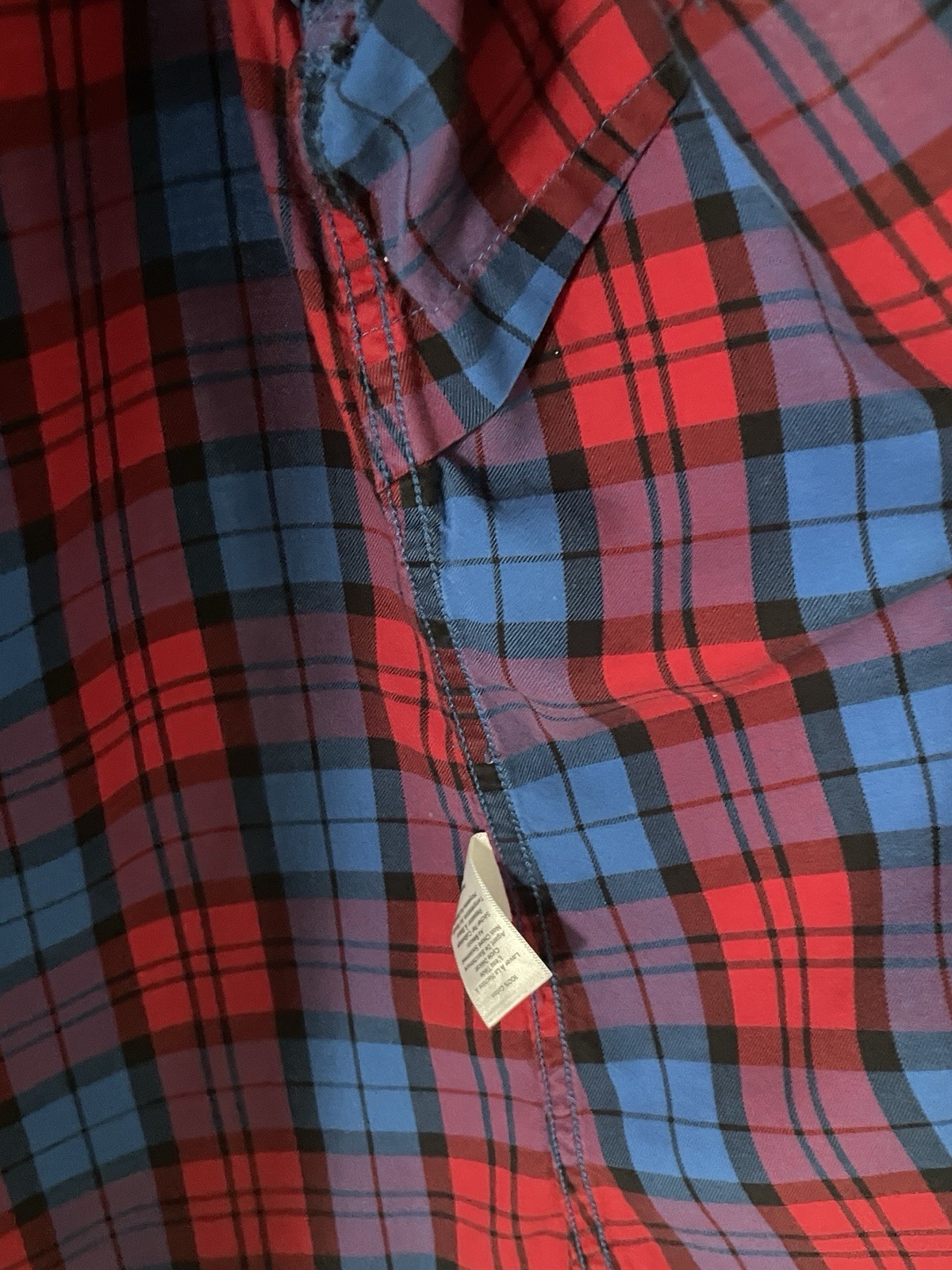 Talbots Womens Red Blue Purple Plaid Button Down 100% Cotton Long Sleeve Shirt