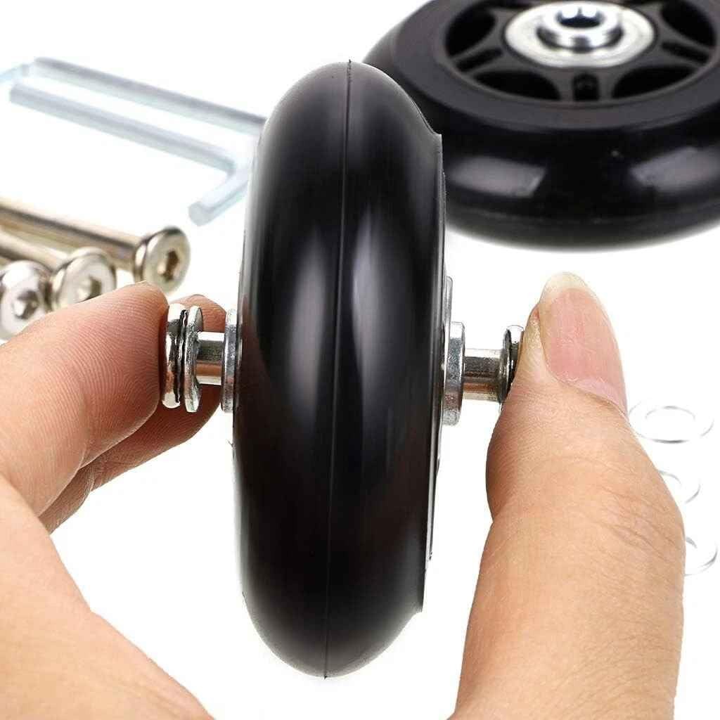 1 Set Black 80 x 24mm Luggage Wheels Replacement, Rubber Suitcase Wheels Repl
