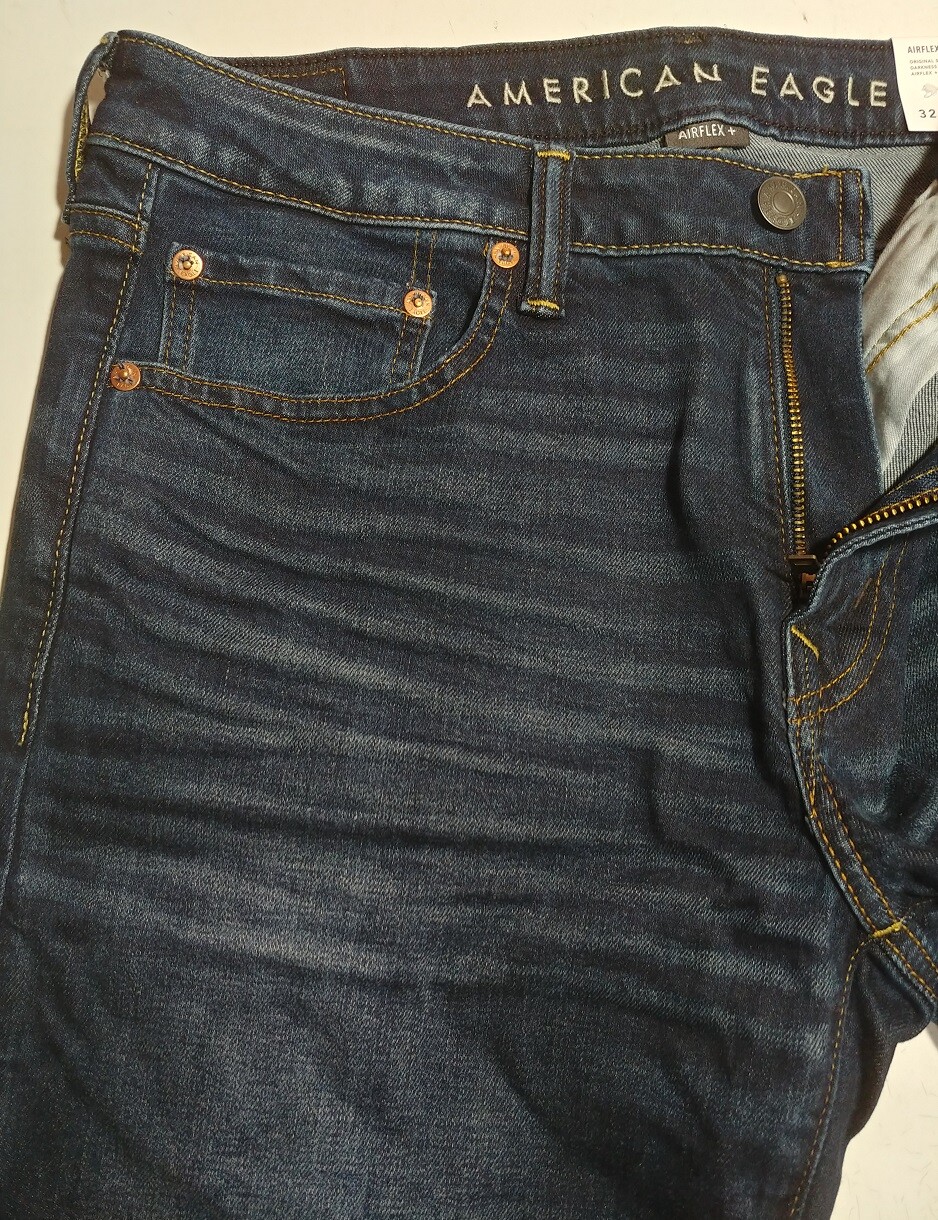 NWT American Eagle Men’s AirFlex+ Original Straight Darkness Jeans【34 x 34】G249