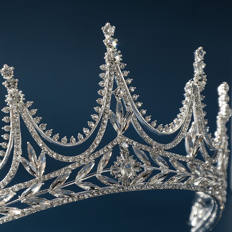 7cm Tall Large Crystal Tiara Crown Wedding Bridal Queen Princess Prom For Women