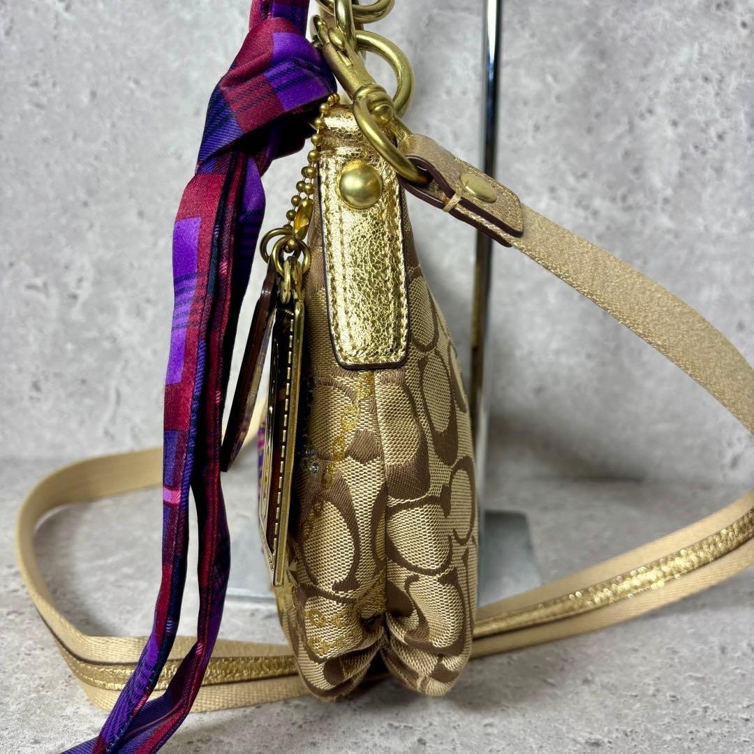 COACH Poppy Signature One Shoulder Bag 2Way Crossbody Charm Y2K Women [LS]