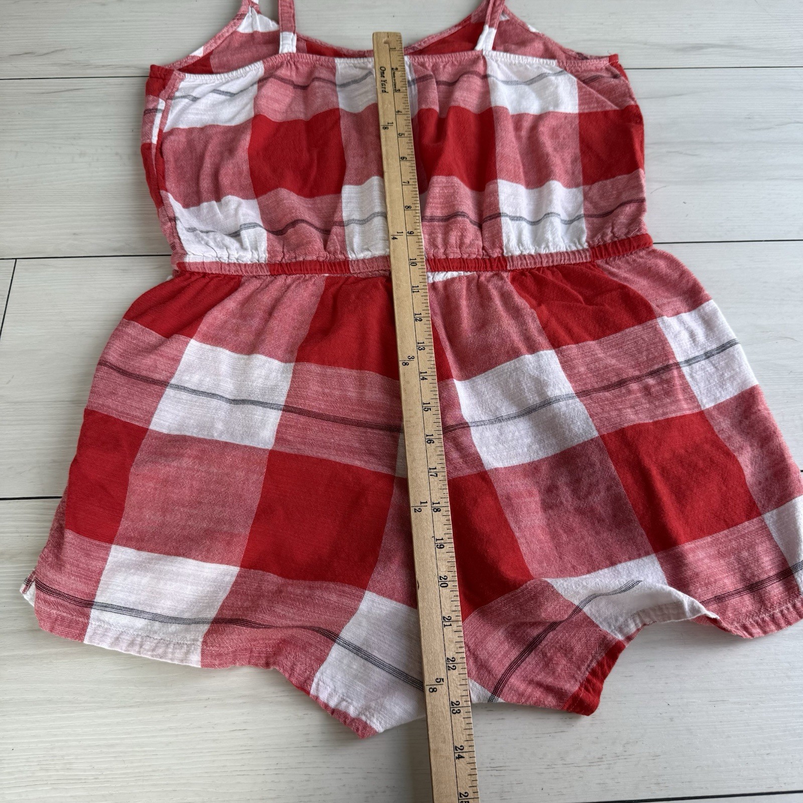 Old Navy Womens M Red White & Blue Plaid Sleeveless Shorts Romper 100% Cotton