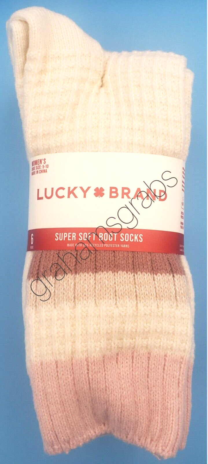 SUPER SOFT WOMENS BOOT CREW SOCKS LUCKY BRAND COZY 6-PACK YOUR CHOICE! SZ 5-10