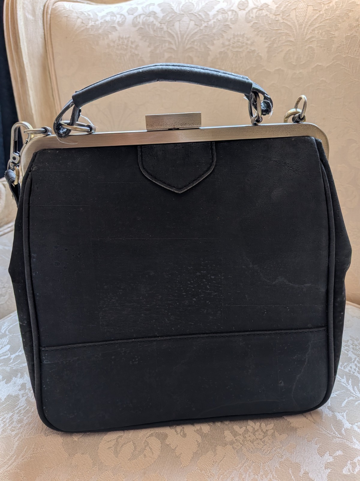 LaFlore Paris Bebebark Backpack Bag Womens Medium Black Cork Vegan Convertible