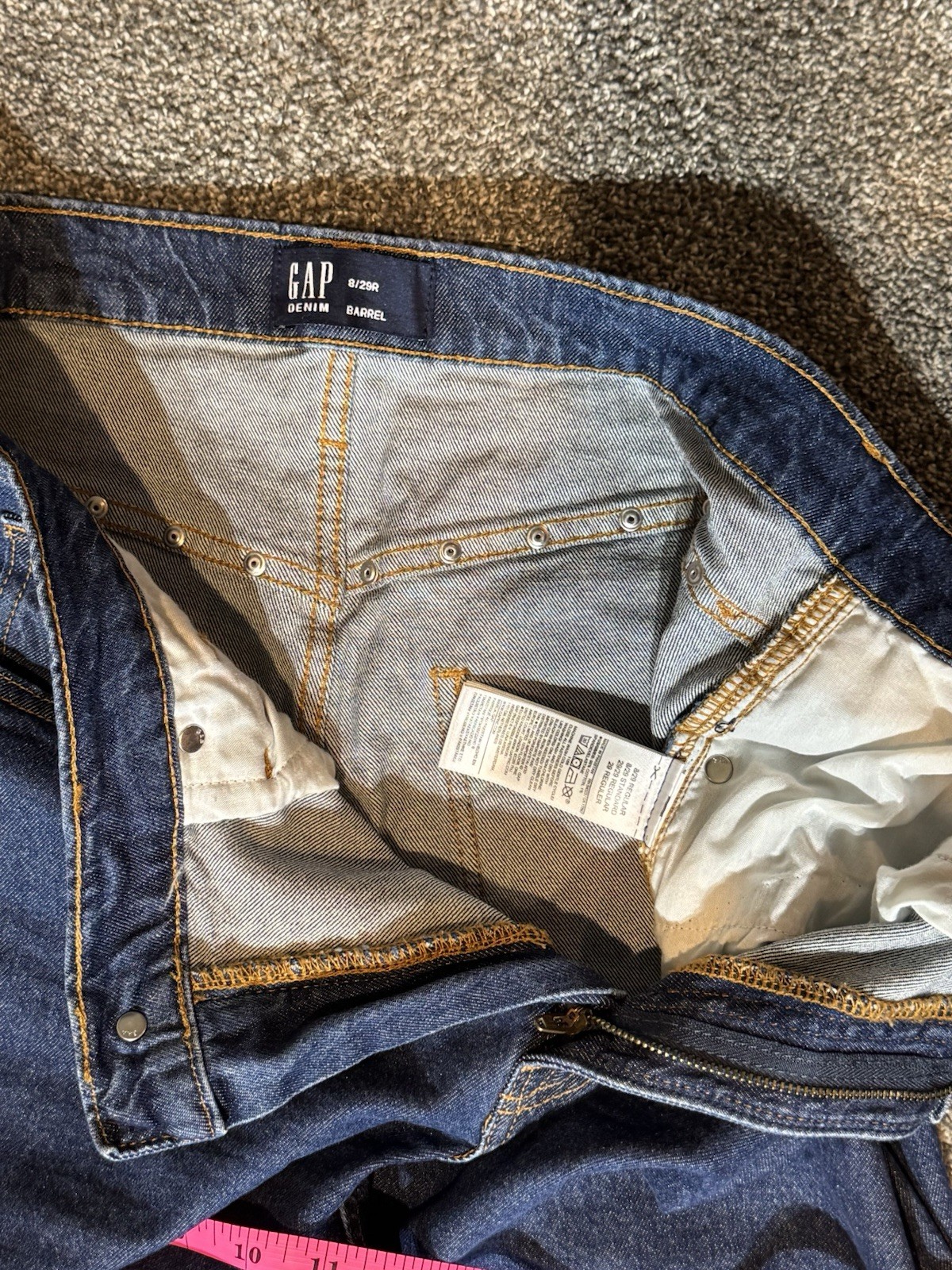 Gap Barrel High Rise Studded Relaxed Tapered Jeans Womens 29 Blue Med Wash Denim