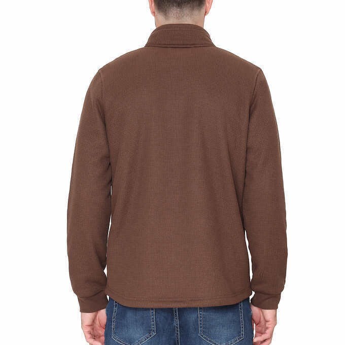B.C. Clothing Men’s Fleece Lined Quarter Zip Pullover Top, Brown, Size S