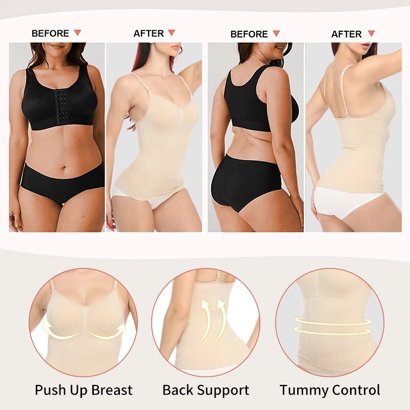Women Tummy Control Seamless Shaping Camisole Seamless Body Shaper Slim Cami Top