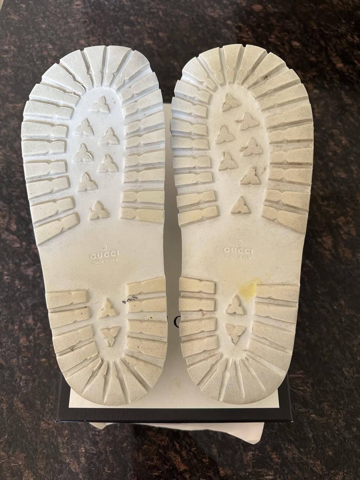 Gucci Men’s White Web Rubber Pool Slides Size 12