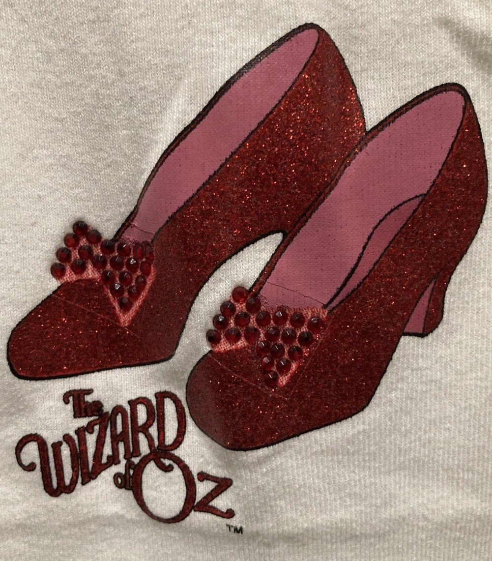 Vintage Y2K Wizard of Oz Ruby Slippers Rhinestone White Tank Turner NWT
