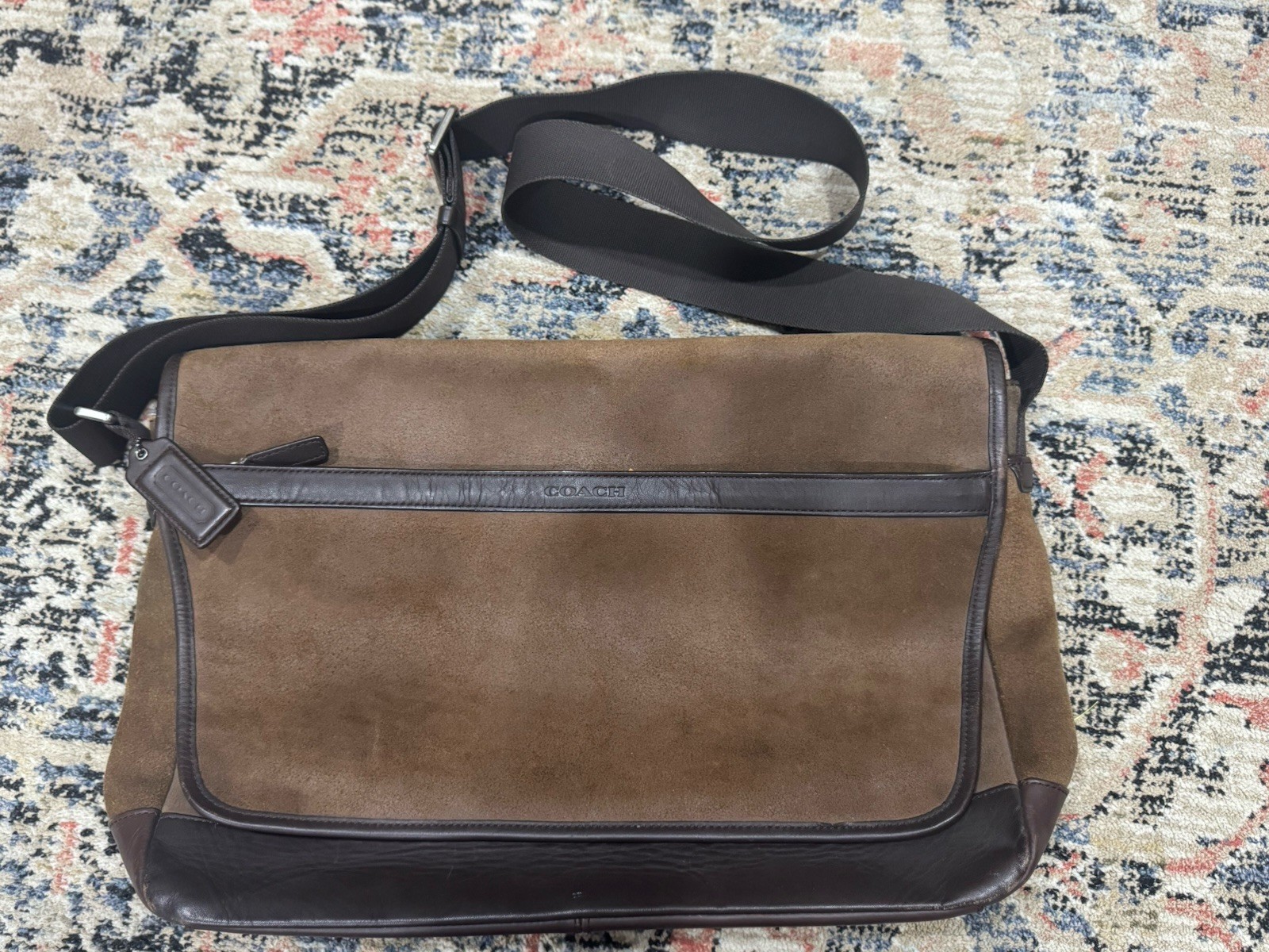 Coach Camden Brown Leather Suede Messenger Laptop Satchel Bag D1461-F71345