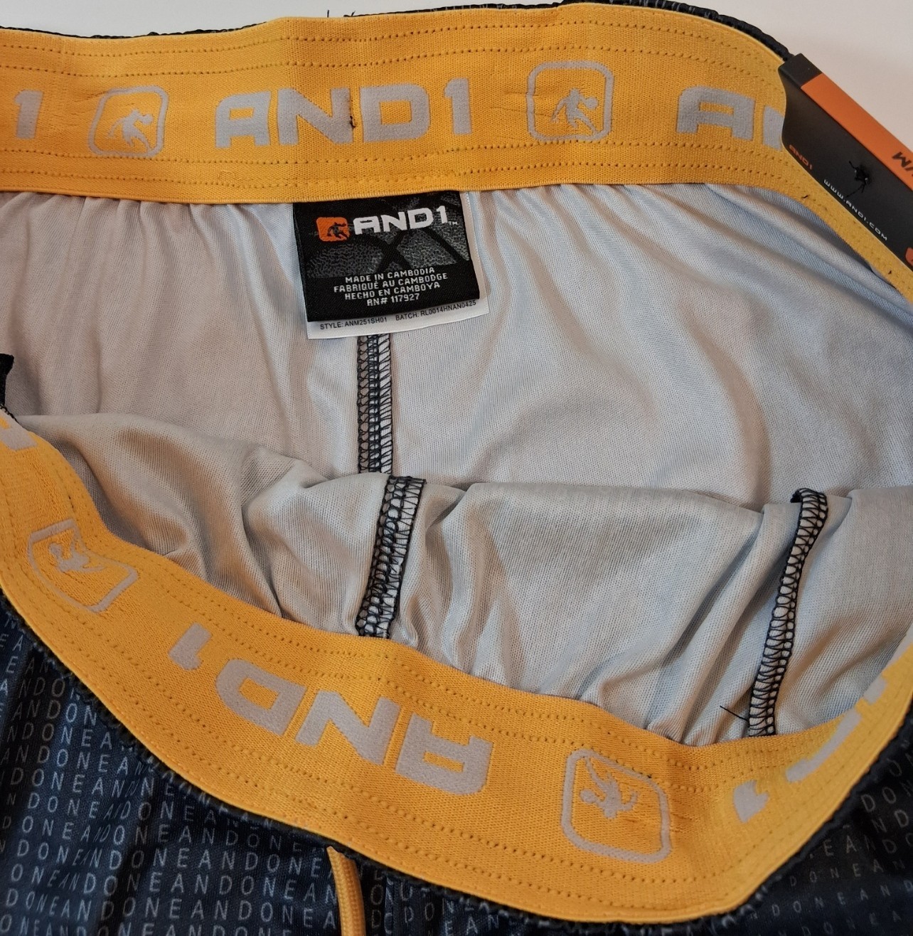And1 Mens Shorts Basketball Gym Premium 10″ Inseam Black Yellow S M L XL 2XL 3XL