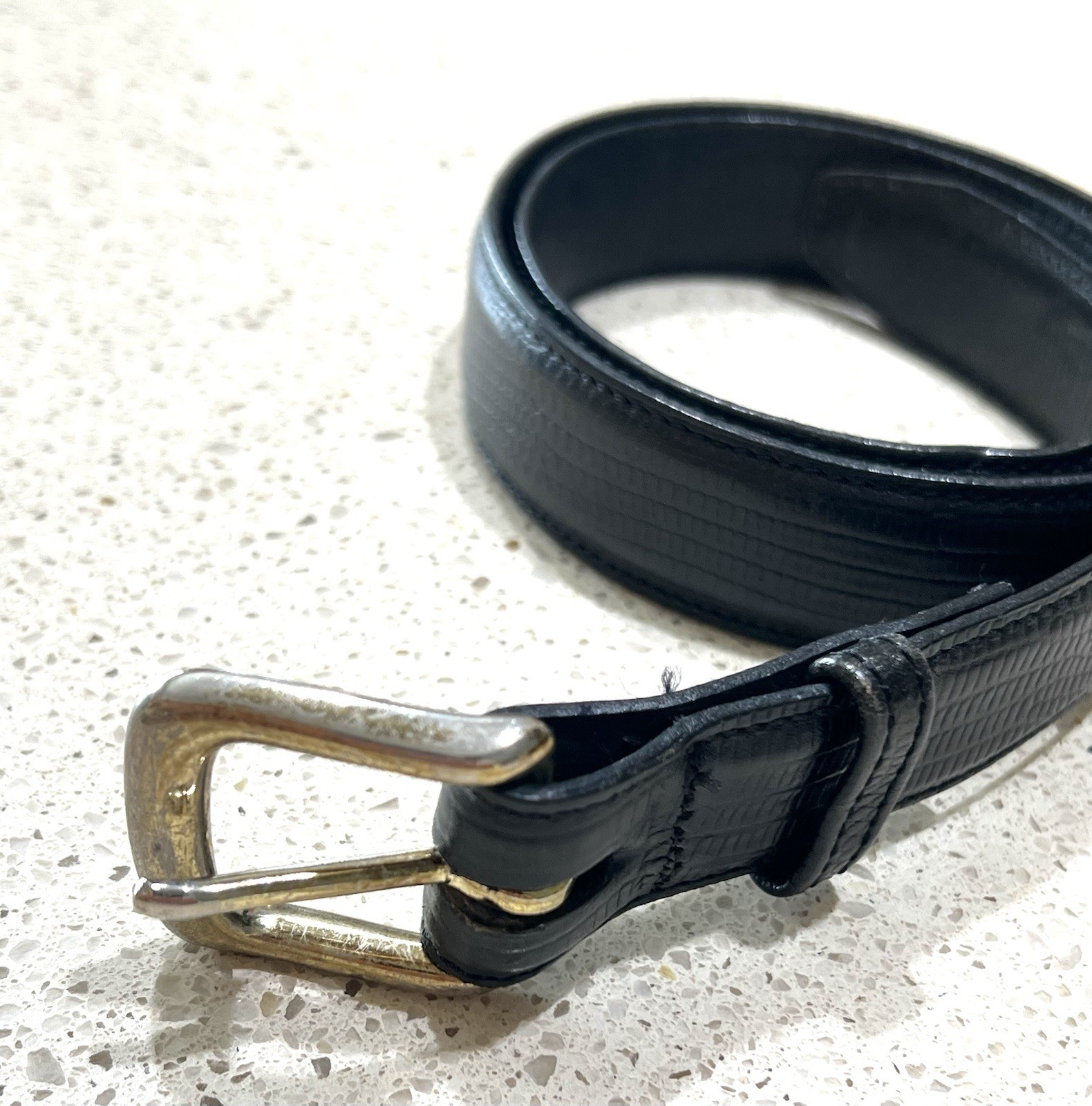 Black Croc Embossed 1.25 Wide 36 Leather Belt Size 34 Made in America